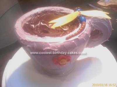 Homemade Coffee Mug with Dragonfly Cake