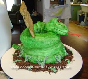 Homemade Coiled Snake Birthday Cake