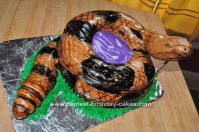 Homemade Coiled Timber Rattlesnake Birthday Cake