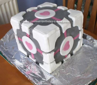 Homemade Companion Cube Cake from Portal Video Game