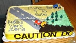 Homemade Construction Zone Birthday Cake