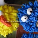 Homemade Cookie Monster and Big Bird Cupcakes