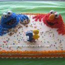 Homemade Cookie Monster and Elmo Cake
