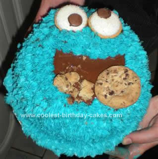 Homemade  Cookie Monster Birthday Cake