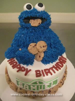 Cute Homemade 3d Cookie Monster Cake