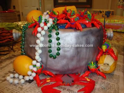 Homemade Crawfish Boil/Mardi Gras Birthday Cake