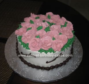 Homemade Cream Roses Birthday Cake