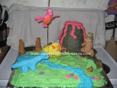 Homemade Dinosaur Land Cake