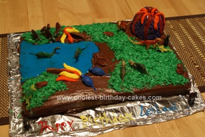 Homemade Dinosaur Scene Birthday Cake Idea 43