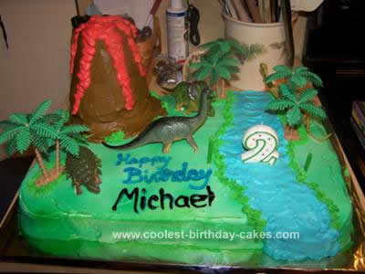 Homemade  Dinosaur Scene Birthday Cake Idea