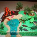 Homemade Dinosaur Scene Cake Design