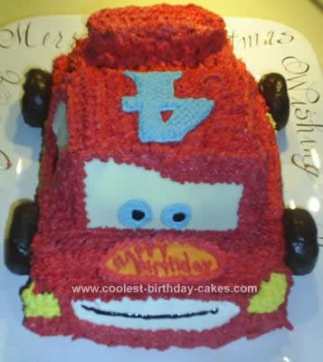 Homemade Disney Cars Lightning McQueen Birthday Cake