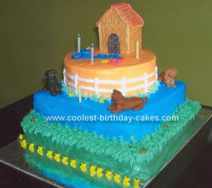Homemade  Doghouse Birthday Cake