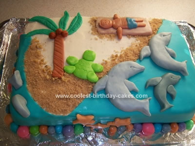 Homemade  Dolphins at the Beach Cake