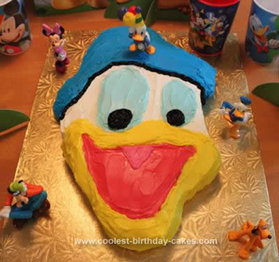 Homemade Donald Duck Birthday Cake