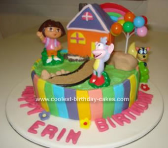 Homemade Dora And Boots Cake