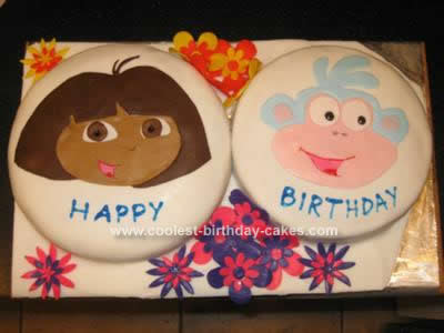 Homemade Dora and Boots Double Cake