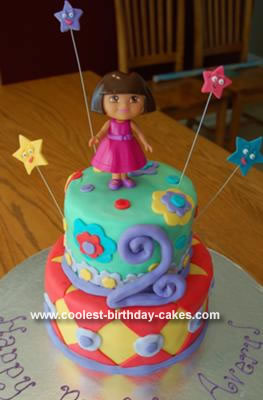 Homemade Dora Birthday Cake