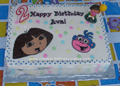 Homemade Dora & Boots Birthday Cake