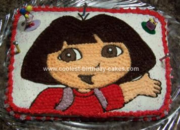 Cool Homemade 2D Dora Face Cake