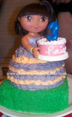 Homemade Dora Doll Birthday Cake Design