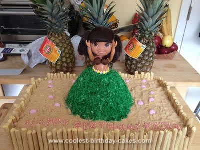 Homemade Dora Hula Dancer Cake