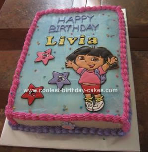 Homemade Dora The Explorer Birthday Cake
