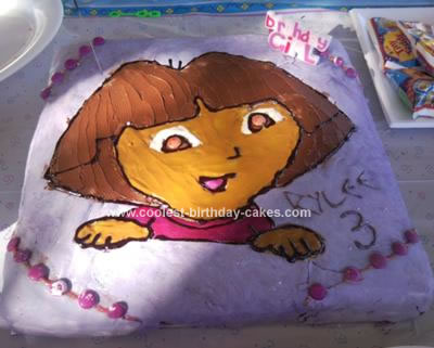 Homemade Dora the Explorer Birthday Cake