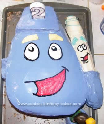 Homemade Dora's Backpack Birthday Cake Design