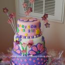Homemade Dots And Flowers Birthday Cake
