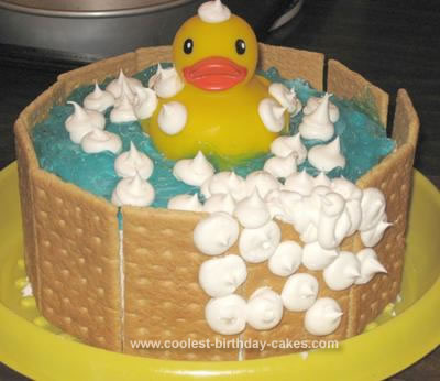 Homemade Duckie Bathtub Birthday Cake