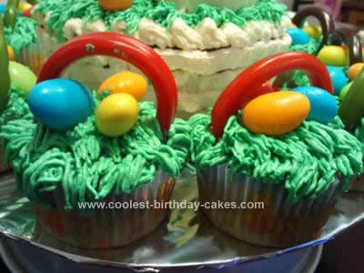 Homemade Easter Bunny in Basket & Cupcake Cake