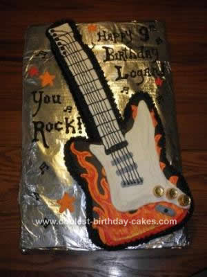 Homemade Electric Guitar and Flames Cake