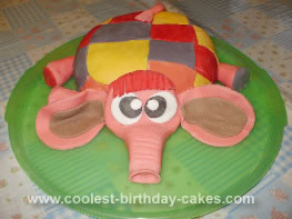 Homemade Elmer the Patchwork Elephant Cake