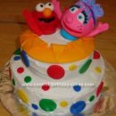 Homemade Elmo And Abby Birthday Cake