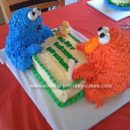 Homemade Elmo and Cookie Monster Birthday Cake