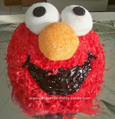 Homemade Elmo and Cookie Monster Birthday Cakes