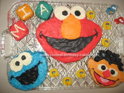Homemade Elmo and Friends Cake