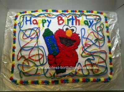 Homemade Elmo Birthday Cake