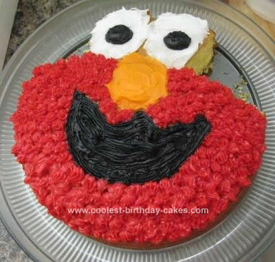 Homemade Elmo Birthday Cake