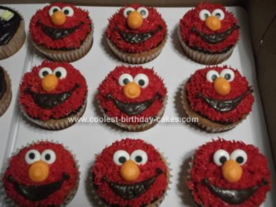 Homemade Elmo Cupcakes