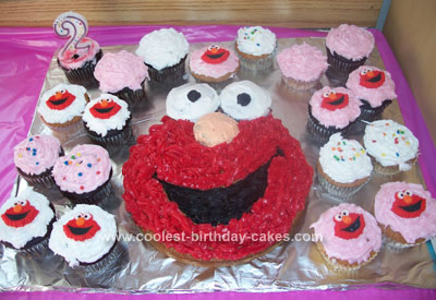Homemade  Elmo Cupcakes and Cake