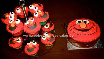 Homemade Elmo Cupcakes and Cake Ideas
