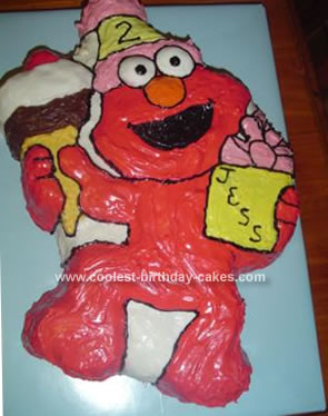 Homemade Elmo Turns 2 Birthday Cake