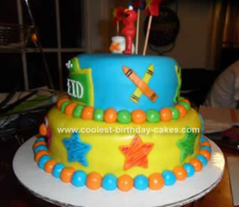 Homemade  Elmo's World Birthday Cake