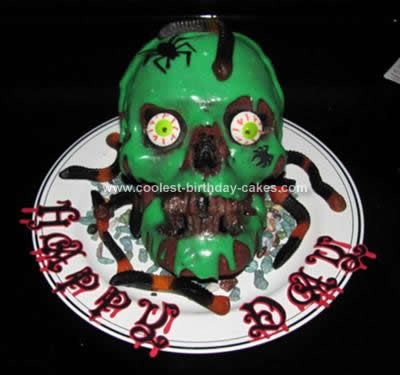 Homemade Evil Skull Birthday Cake
