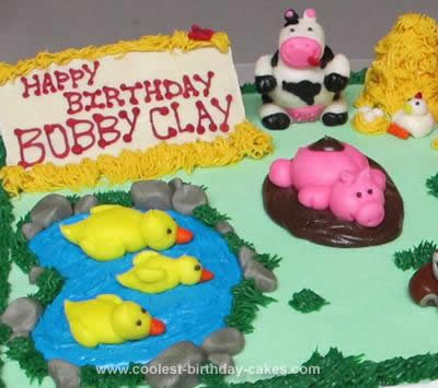 Homemade Farmyard Birthday Cake Idea