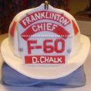 Homemade Fire Chief Helmet Cake
