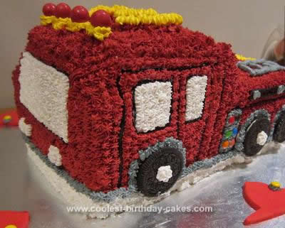 Homemade Fire Engine 3rd Birthday Cake