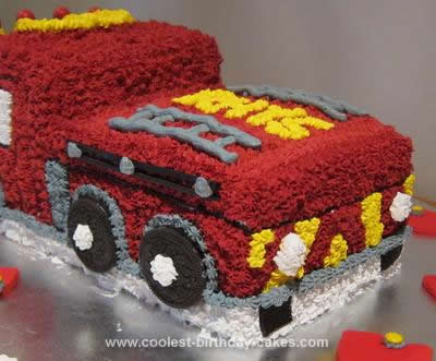 Homemade Fire Engine 3rd Birthday Cake